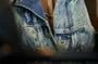 Collared Washed Distressed Denim Button Up Jacket
