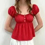 Short-Sleeve Scoop Neck Dotted Blouse
