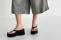 Mid Rise Washed Wide Leg Jorts