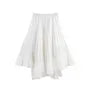 High Waist Asymmetrical Plain Accordion Pleat Midi A-Line Skirt