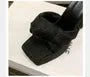Platform Knotted Tweed Block Heel Slide Sandals