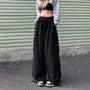 Couple Matching Drawstring Waist Plain Wide Leg Cargo Pants
