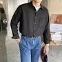 Long-Sleeve Plain Ribbed Pocket Front Shirt