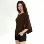 3/4-Sleeve Cold Shoulder Plain Ruched Slim Fit T-Shirt