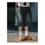 Mid Waist Washed Wide Leg Jorts