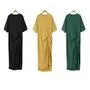 Short-Sleeve Crew Neck Plain Twist Midi T-Shirt Dress