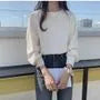 Long-Sleeve Plain Blouse