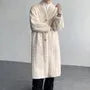 V-Neck Plain Fluffy Button-Up Long Coat