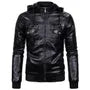 Hooded Fleece-Lined Faux Leather Zip Jacket