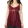 Spaghetti Strap Ruffle Trim Velvet Front Cami Top