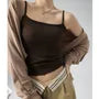 Scoop Neck Plain Ribbed Open Back Crop Camisole Top