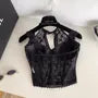 Sleeveless Lace Crop Bustier Top