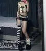 Low Rise Studded Denim Hot Pants
