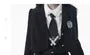 Notch Lapel Striped Button-Up Crop Blazer / Long-Sleeve Collared Plain Lace Trim Blouse / High Waist Pleated Mini A-Line Jumper Skirt / Badge / Necktie / Set