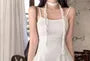 Set: Spaghetti Strap Plain Mini Dress + Scarf