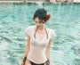 Set: Halter Neck Plain Bikini + Short-Sleeve T-Shirt
