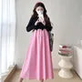 Maternity Long-Sleeve Two Tone Midi A-Line Dress