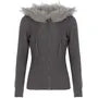 Long Sleeve Plain Cable-Knit Fluffy Hooded Zip-Up Cardigan