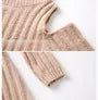 Long-Sleeve Cold Shoulder Turtleneck Plain Ribbed Mini Sheath Sweater Dress