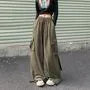 Couple Matching Drawstring Waist Plain Wide Leg Cargo Pants