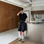 Mid Rise Washed Denim Shorts