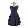 Halter Striped Button Mini A-Line Corset Dress