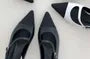 Pointed Two-Tone Buckle Mid-Heel Sandals