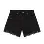 Mid Rise Lace Trim Denim Shorts