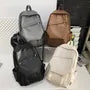 Plain Faux Leather Laptop Backpack