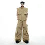 Drawstring Waist Plain Wide Leg Cargo Pants