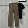 Drawstring Waist Plain Loose Fit Dress Pants