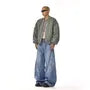 Mid Rise Washed Distressed Panel Wide Leg Jeans