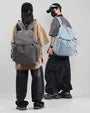 Plain Buckled Drawstring Nylon Backpack