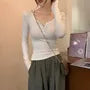Long-Sleeve Henley Plain Top