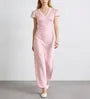 Cap Sleeve V-Neck Lace-Trim Polka Dot Maxi Pencil Dress