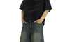 Mid Rise Washed Capri Wide Leg Jeans