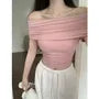 Off Shoulder Short Sleeve Plain Cropped Top