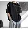 Short Sleeve Round Neck Pinstriped Patchwork T-Shirt