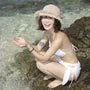 Set: Halter Plain Ruffle Bikini Top + Tie Side Bottom + Cover Up Skirt