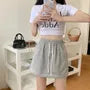 Drawstring Waist Plain Mini Skort
