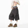 Low Rise Plain Capri Wide Leg Cargo Pants