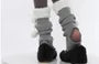 Pom Pom Fleece Panel Ribbed Knit Leg Warmers