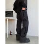Mid Rise Plain Loose Fit Cargo Pants