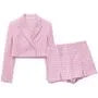Double Breasted Houndstooth Blazer / Mid Rise Skort
