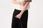Elbow-Sleeve Stand Collar Plaid Panel T-Shirt