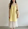 Sleeveless V-Neck Plain Mesh Panel Loose-Fit Maxi Dress