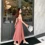 Spaghetti Strap Plain Bow Back Midi A-Line Dress