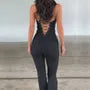 Halter V-Neck Plain Jumpsuit