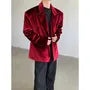 Peak Lapel Plain Double-Breasted Blazer