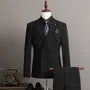 Set: Striped Double Breasted Blazer + Dress Pants + Vest